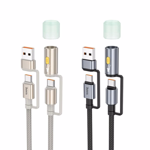 Laidas All-in-one USB A / USB C į USB C / LED Light Hoco 3A 60W 1,2 m U138 juodas