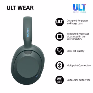 Sony ULT WEAR – belaidės Bluetooth ausinės su ULT POWER SOUND, giliais bosais, triukšmo slopinimu, iki 30 val. baterija