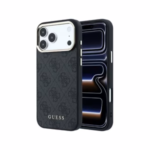 Dėklas Guess PU Leather 4G Gold Frame MagSafe Apple iPhone 18 Pro juodas