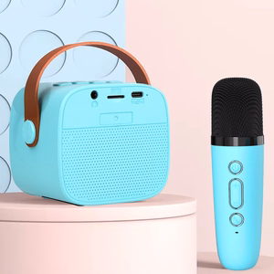 Blavec nešiojamas Bluetooth garsiakalbis WS-07 Karaoke Party 5W su 2 mikrofonais mėlynas