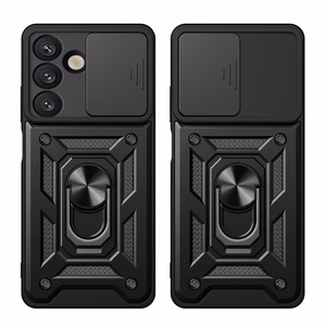 Hibridinis šarvuotas Camshield dėklas su stovu ir kameros dangteliu Samsung Galaxy M16 5G / F16 5G - juodas