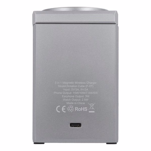 Belaidis įkroviklis Forcell F-Energy 3in1 Rotation Cube Qi2 suderinamas su MagSafe (F-06) sidabrinis