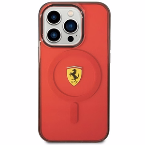 Ferrari FEHMP14XURKR iPhone 14 Pro Max 6.7" raudonas kietas dėklas telefonui pusiau permatomas magnetinis (MagSafe)