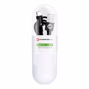 USB kabelis Forcell TUBE (C319) type-C (2.1A) 1m juodas