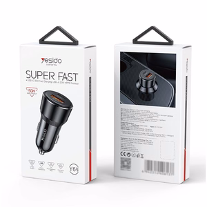 Yesido Y64 Automobilinis Įkroviklis 50W Greitas Įkrovimas USB-A+C Juodas