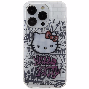 Hello Kitty IML Kitty on Bricks Graffiti dėklas, skirtas iPhone 14 Pro Max, baltas
