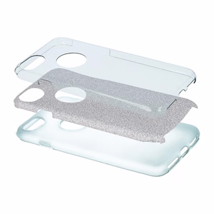 Glitter 3in1 dėklas skirtas Xiaomi Redmi 13C 5G silver