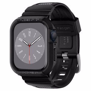 Spigen Rugged Armor Pro dėklas su dirželiu Apple Watch 4 / 5 / 6 / 7 / 8 / SE (44/45 mm) - juodas