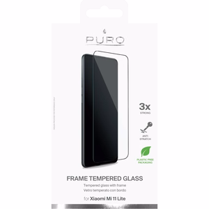 Защитное стекло Puro Frame для Xiaomi Mi 11 Lite, с чёрной рамкой