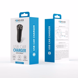 "Forever CC-03" automobilinis įkroviklis 2x USB 3,6A, juodas