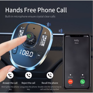 Automobilinis įkroviklis Essager Dynamic sidabrinis (įkroviklis / FM siųstuvas / USB atmintis / laisvų rankų įranga)