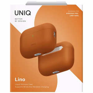 Силиконовый чехол Uniq Lino для AirPods Pro 3 (оранжевый)