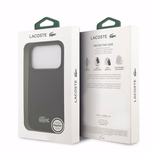 Dėklas Lacoste PVC Iconic Petit Pique Metal Logo MagSafe Apple iPhone 18 Pro juodas