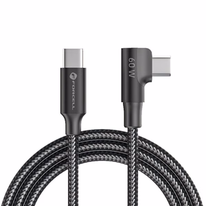 Кабель USB C - USB C Forcell F-Energy QC4.0 PD 3A 60W Cafule 90° 1,2 m CC-1Deg черный
