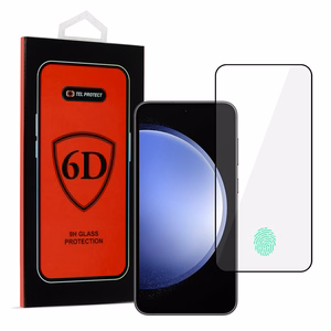 Tel Protect pilno klijavimo 6D grūdintas apsauginis stiklas SAMSUNG GALAXY S22/S23 telefonui, juodas (su pirštų atspaudų atrakinimu)