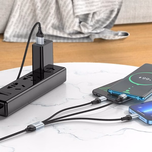 Cable 3in1 USB A to Lightning / Micro USB / USB C Hoco 2,4A 1 m X102 black