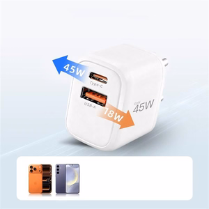 "Tech-Protect" NCA45W-GAN 2 prievadų 45 W sieninis įkroviklis - baltas