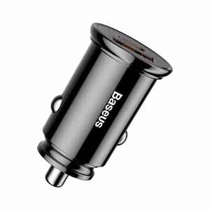 Baseus Circular Plastic QC 3.0 PD automobilinis įkroviklis 1x USB-C - USB jungtis 30W juodas