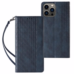 Magnet Strap Case чехол для Samsung Galaxy S23 Ultra флип-кошелёк мини-ремешок подставка синий