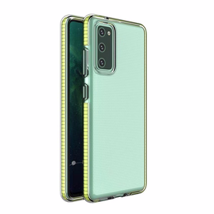 Spring Case прозрачный TPU гелевый защитный чехол с цветной рамкой для Samsung Galaxy A72 4G жёлтый