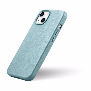iCarer Litchi Premium odinis dėklas iPhone 14 Plus Magnetinis odinis dėklas su MagSafe Žalias (WMI14220711-GN)