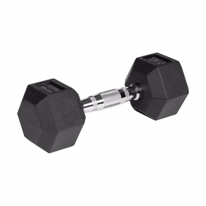 REBEL ACTIVE Rubber-coated cast iron dumbbells 2x5 kg