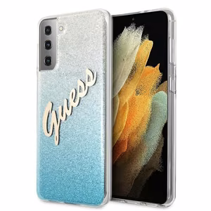 Guess GUHCS21MPCUGLSBL S21+ G996 mėlynas/mėlynas kietas dėklas Blizgus Gradientas Script