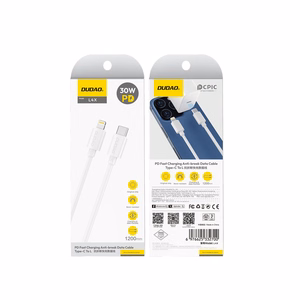 Dudao L4X USB-C to Lightning cable, 30 W, 1.2 m, White