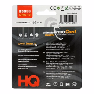 Atminties korta IMRO MicroSD 256GB 100MB/s (class10 UHS 3 4K) + SD Adapteris