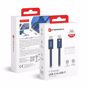 Кабель USB-C — USB-C Forcell F-Energy QC4.0 PD 5A 100W Cafule Color 1,2 м ACYH23 тёмно-синий