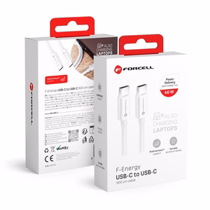 Кабель USB C to USB C Forcell F-Energy QC4.0 PD 3A 60W 3 m C338 белый