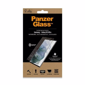 PanzerGlass E2E Microfracture antibakterinis stiklas Samsung Galaxy S22 Ultra - su juodu rėmeliu