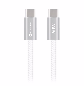 Кабель USB-C — USB-C Forcell F-Energy QC4.0 PD 3A 60W Cafule Flat 1,2 м CCFN23 белый