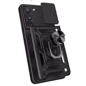 Hybrid Armor Camshield dėklas Samsung Galaxy A14 šarvuotas dėklas su kameros dangteliu rožinis