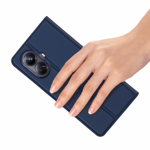 Dux Ducis Skin Pro dėklas Realme 10 Pro+ lankstus dangtelis kortų piniginė stovas - mėlynas
