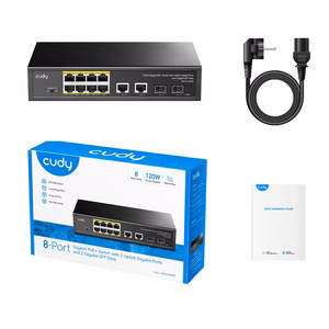 Cudy GS1010PS2 tinklo komutatorius nevaldomas Gigabit Ethernet (10/100/1000) Power over Ethernet (PoE) juodas