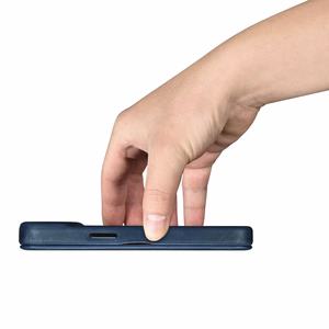 iCarer CE Premium odinis folio dėklas iPhone 14 Plus su MagSafe magnetiniu flipu - mėlynas