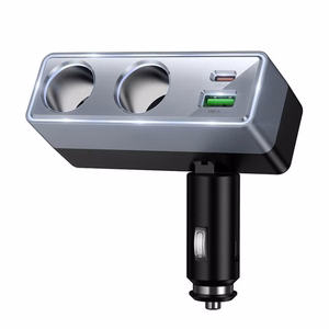 Įkroviklis automobilinis Hoco (Z65B) (1xUSB; 1xUSB-C; 2 x Lighter splitter ) juodas