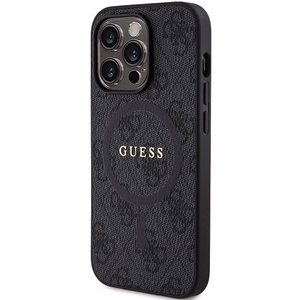 Guess case for iPhone 15 Pro Max 6,7" GUHMP15XG4GFRK black HC MAGSAFE PU 4G RING CLASSIC LOGO