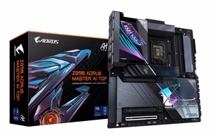 Материнская плата GIGABYTE Z890 AORUS MASTER AI TOP — поддержка процессоров Intel Core Ultra (Series 2), VRM 20+1+2 фазы, DDR5 до 9500 МГц (OC), PCIe 5.0 M.2, Wi-Fi 7, Thunderbolt 4