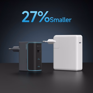 Cuktech CUKAD1003EUG GaN 100W sieninis įkroviklis 2 x USB-C 1 x USB-A su USB-C kabeliu - pilkas