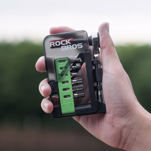 Rockbros dviračio įrankių rinkinys su mini terkšle ir antgaliais - permatomas žalias