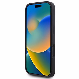 DKNY Paprastas sidabrinis logotipas magnetinis iPhone 16 dėklas - juodas