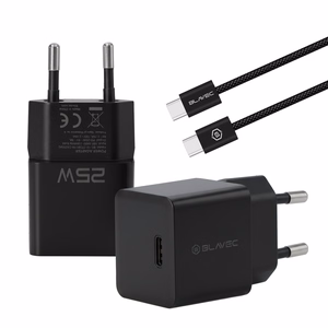 Blavec BC-10 tinklo įkroviklis Type C PD 25W 3A su Type C - Type C laidu juodas