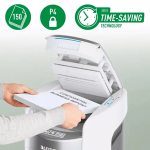 Leitz IQ Optimax AutoFeed 150 80380000 popieriaus smulkintuvas, P4, 150 lapų, 15 l talpos šiukšliadėžė