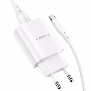Borofone Sieninis įkroviklis BN1 Innovative - USB - 2,1A su USB į Type C baltas