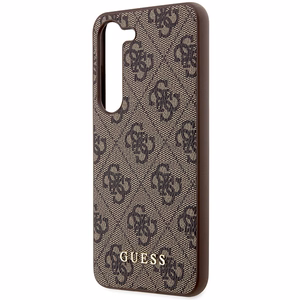 Guess GUHCS23SG4GFBR S23 S911 коричневый/коричневый жёсткий чехол 4G Metal с золотым логотипом