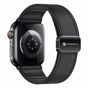 FORCELL F-DESIGN FA21 ekologiškos odos dirželis APPLE laikrodžiui 42 / 44 / 45 / 49 mm juodas