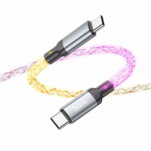 Кабель USB C to USB C Hoco 3A 60W LED 1 м U112 серый