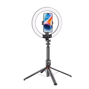 Blavec Selfie žiedo lempa Aluminium Aura LED RGB žiedas P-50 25cm trikojis + nuotolinio valdymo pultas + 2,3 metrai (RLP50-TRB23) juoda